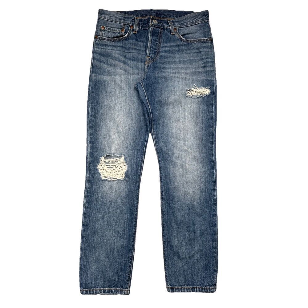 Levis 501 CT Custom Tapered Jeans 26 (30x27) Blue Distressed Button Cotton Women